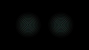 Abstract Two Teal Concentric Circles Animation on Black Background video