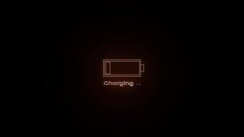 Animated Charging Battery Icon on Black Background for Technology and Presentation video