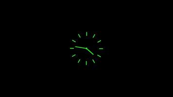 Neon Green Clock Animation on Black Background Time Lapse and Countdown video