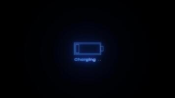 Neon Battery Charging Animation Loop on Black Background for Technology Videos