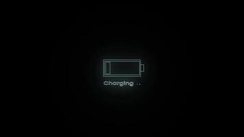 Battery Charging Animation on Black Background Full Battery Indication Loop video