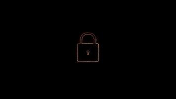 Glowing Padlock Animation Security Encryption and Data Protection Concept on Black Background video