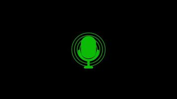 Green Microphone Icon Animation Loop on Black Background for Presentations and More video
