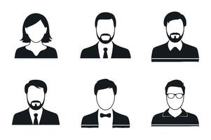 Set of Six Black and White User Profile Icons Representing Diverse Professionals and Individuals for Website App and Graphic Design Projects with Clean Lines vector
