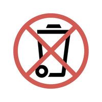 Red Circle Prohibition Sign with Black Trash Can Icon Graphic Design Element vector