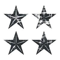 Four Distressed Black Stars Graphic Design Elements Set for Vintage or Rustic Projects vector