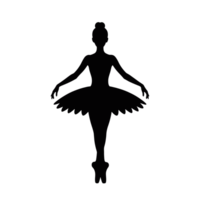 A silhouette of a ballerina is gracefully posed on pointe, showcasing the elegance of ballet. cutouts png