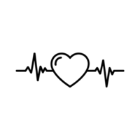 A heart shape is centered within a continuous line representing an electrocardiogram, symbolizing health and vitality. cutouts png