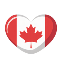 A heart shape is filled with the design of the Canadian flag, featuring a red maple leaf in the center. The red and white colors of the flag create a bold and patriotic image. cutouts png