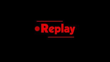 Red replay icon button animation with text style isolated on Black Background video