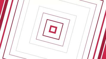 Geometric abstract animated background with converging square shapes and red diagonal lines on white. video