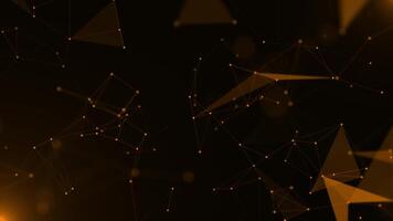 Abstract digital network animation with orange glowing dots and triangles on black background video