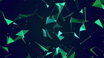 Abstract geometric network connections with glowing green elements on dark background video