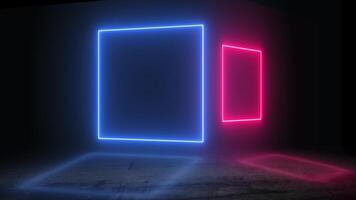 Futuristic neon light square frames creating dynamic and colorful abstract visuals video