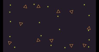 Abstract geometric animation featuring triangles and crosses on a dark background for visual effects video