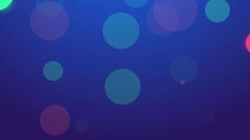 Abstract blue background with colorful bokeh circles for digital presentation video