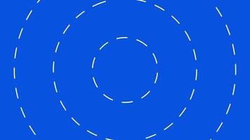 Abstract animated graphic of white dotted lines forming concentric circle shapes on a blue backdrop video