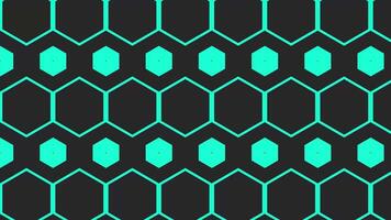 Animated seamless loop of a modern geometric pattern featuring hexagon shapes with bright teal lines video