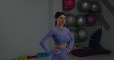 Athletic girl performs dynamic bending exercises in a modern gym setting during a fitness training session video