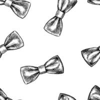 Seamless pattern with bows or bow ties. graphic illustration. Black and white image of the accessory. Separate from the background. For textiles, printing, wrapping paper, packaging and more. vector