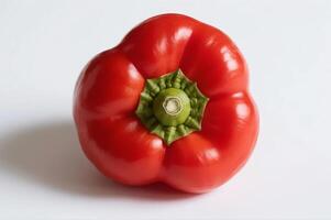 A red pepper is shown on a white background photo