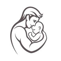 Simple of Dad Hugging Infant vector