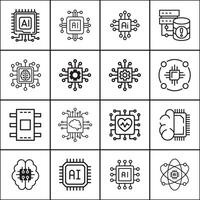 AI and Machine Learning Technology Icons vector