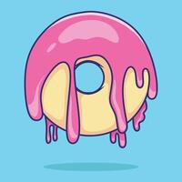 Cute sweet donut with melted cream. Suitable for design element of food menu, cake and delicious dessert for breakfast. vector
