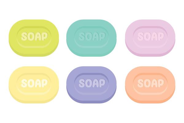 Set of cartoon illustration of bar soap with pastel color illustration. Suitable for clip art, stickers, flat design illustration, etc