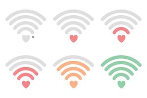 Wifi icon set with signal. Cute style. Wifi icon wireless internet signal element flat symbol. Suitable for clip art, stickers, flat design illustration, etc vector
