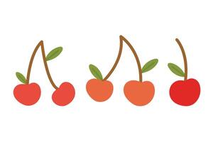 Set cherry illustration in different sides. Suitable for clip art, stickers, flat design illustration vector