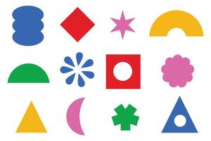 Set of abstract colorful geometric shapes. Suitable for clip art, stickers, flat design illustration, etc vector