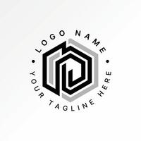 initial RP RPD font line connected hexagon monogram typography tech business vector
