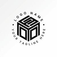 initial FEM font hexagon box cube trend tech sport monogram typography brand vector