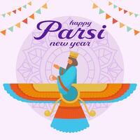 happy parsi new year illustration in flat design style vector
