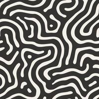 seamless pattern with hand-drawn maze lines, abstract black and white background, curved design, tile, surface, wallpaper vector