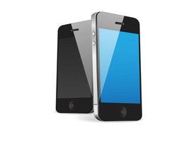 Realistic smartphone mockup. Mobile phone with isolated with blue and black screens. 3D mobile phone with shadow. Realistic, high quality smart phone mockup for ui ux presentation vector
