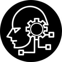 Artificial Inteligence ai robot engine black icon. Fit for technology education. vector