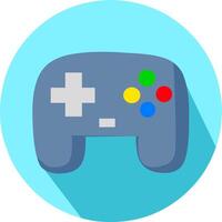 game console joystick controller colour with shadow icon logo symbol blue background. Perfect for esport competition. vector