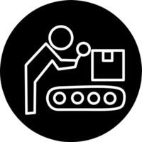 Quality Control black Icons. simple image of a man checking a product wrapped in a box vector