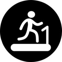 Man on The Treadmill Icon on Black Button background. Perfect for gym symbol vector