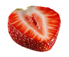 Freshly cut strawberry showcasing vibrant red color and texture png