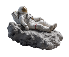 Astronaut relaxing on a lunar surface with a space backdrop png