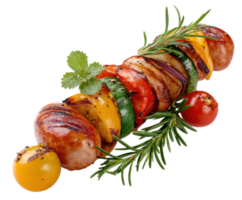 Herb-infused grilled veggie and sausage skewers for summer png