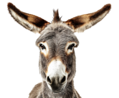 Curious donkey with expressive features in natural portrait style png