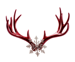 Stylish red antlers with a snowflake ornament for holiday decor png