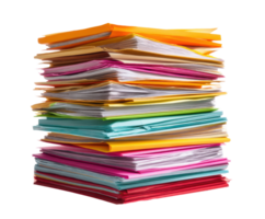 Colorful stack of assorted paper sheets for creative projects png