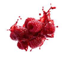 Fresh raspberries with splashes of juice for culinary delight png