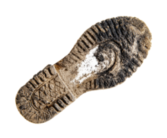 Dirty shoe sole showing wear and tear from outdoor activities png