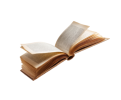 Open book with pages turning revealing text and history png